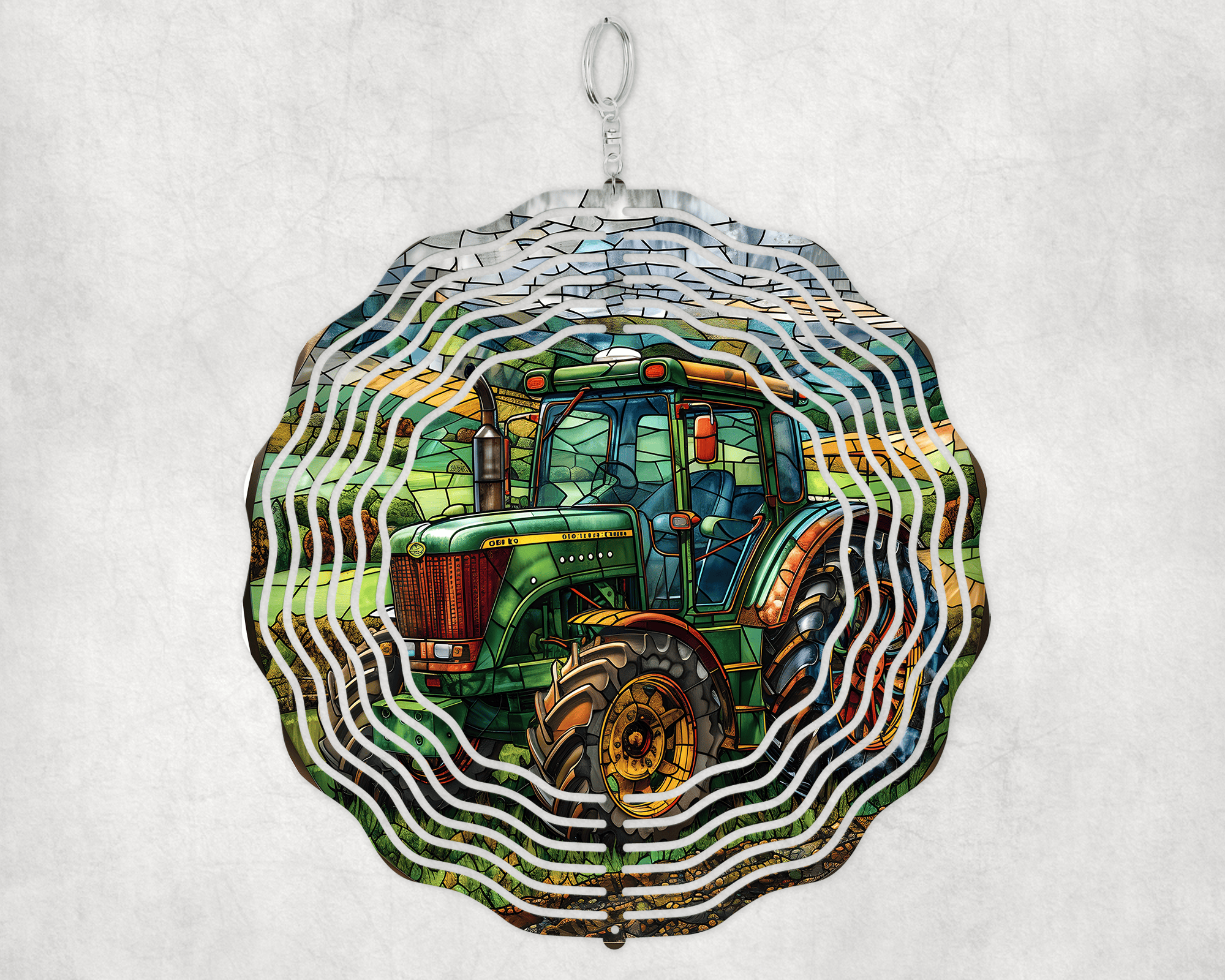 Green Tractor Wind Spinner Mockup