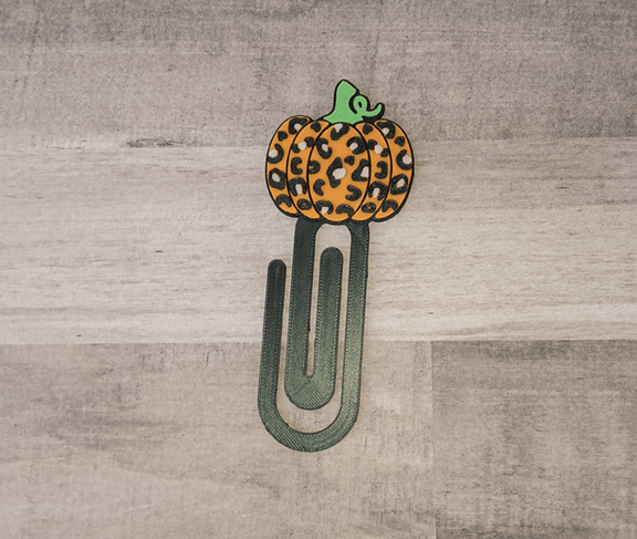 Leopard Spotted Pumpkin Jumbo Paperclip Bookmark