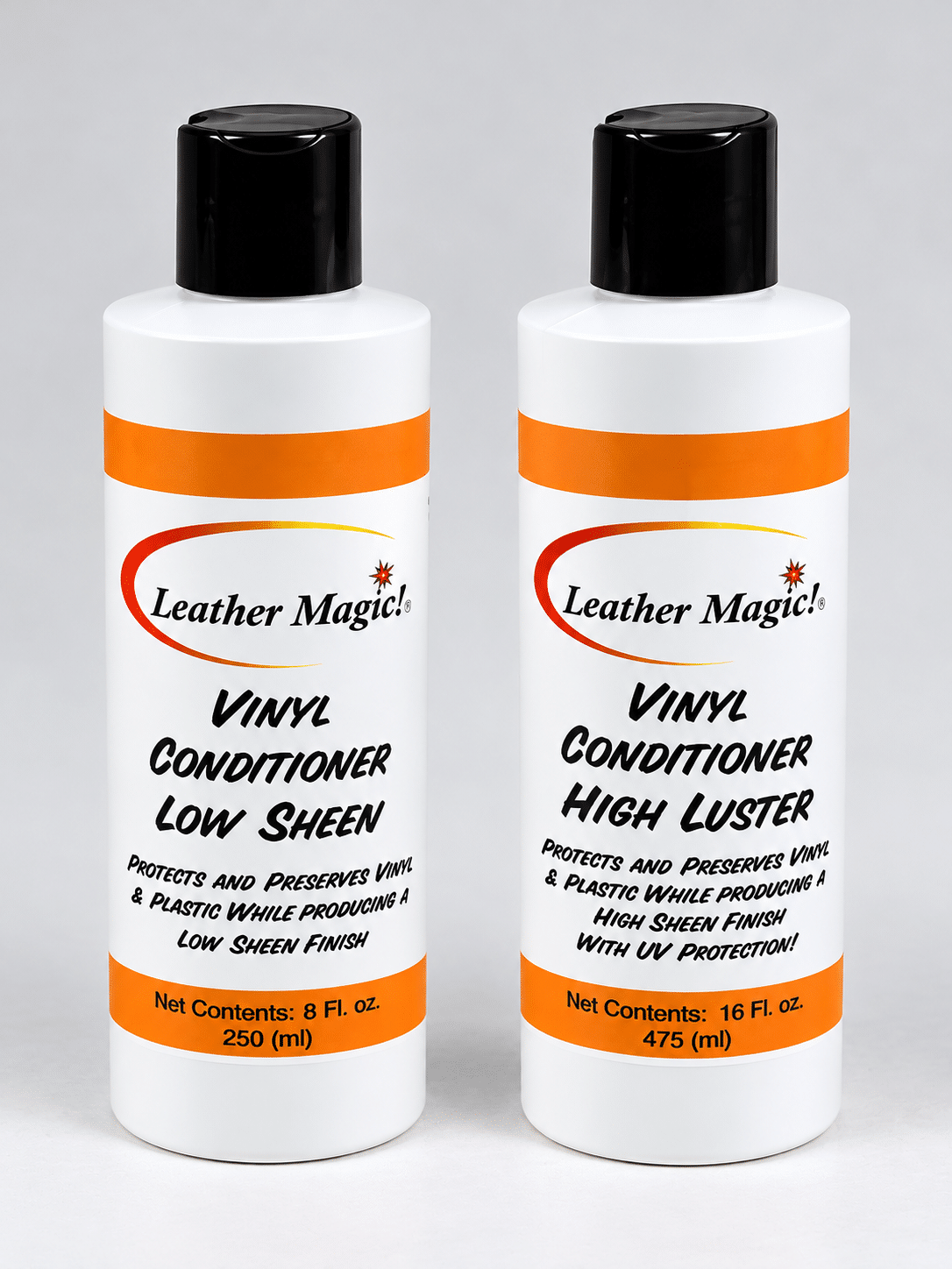 Vinyl & Plastic Conditioners for High Lustre or Low Sheen by Leather Magic!