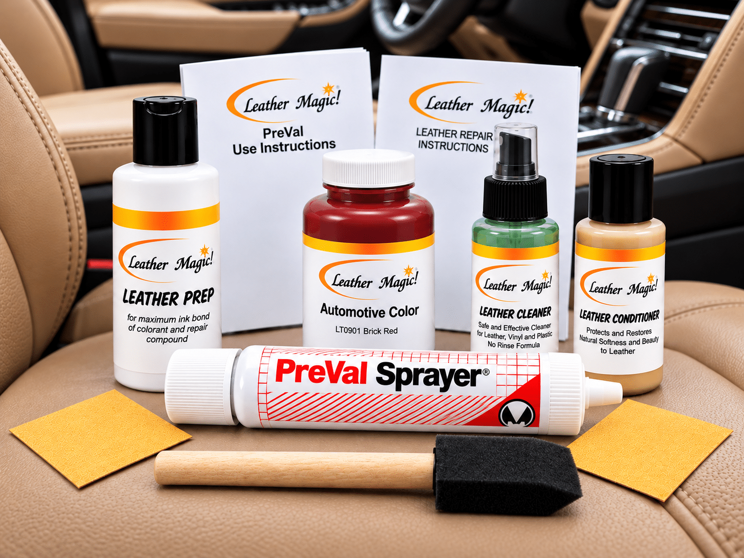 Leather Color Restoration Kit by Leather Magic! for Auto Interiors, Furniture and More.