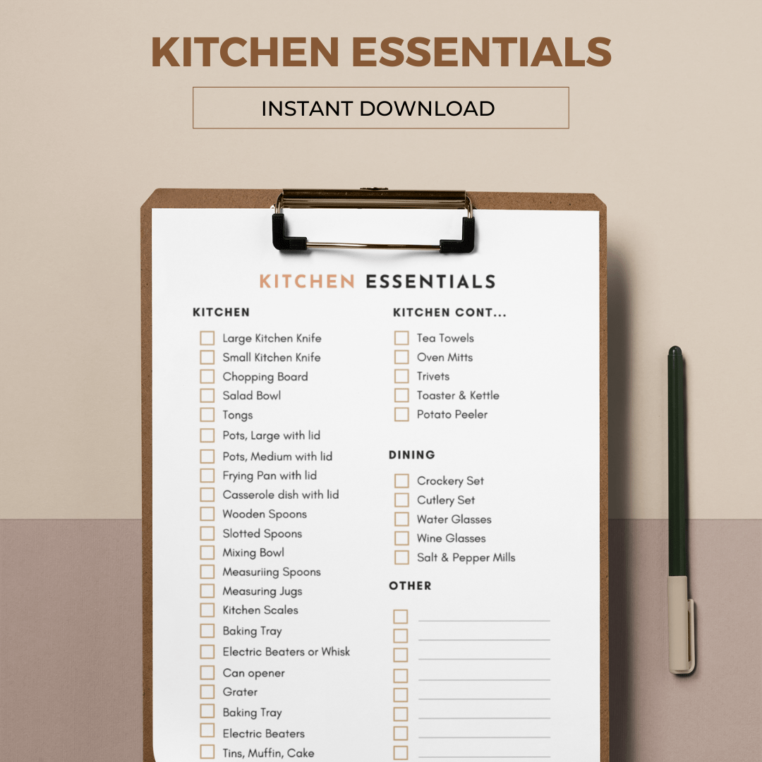 Kitchen Essentials Checklist LEAVING HOME