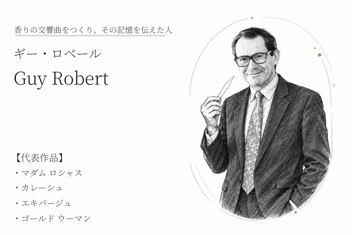 ギー・ロベールのスケッチと代表作品を掲載した調香師名鑑のサムネイル