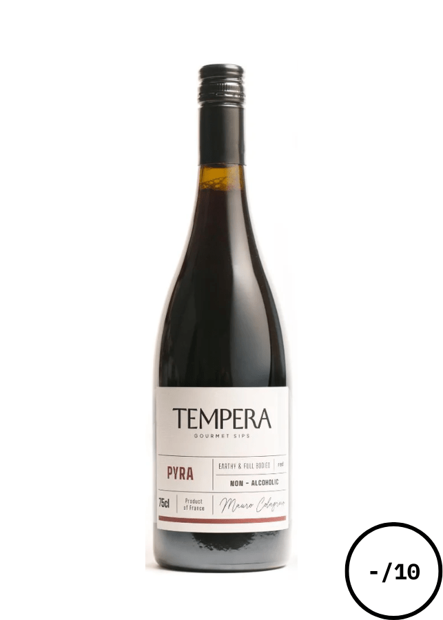 Bouteille Tempera Pyra 0%, boisson sans alcool aux notes épicées et fruitées.