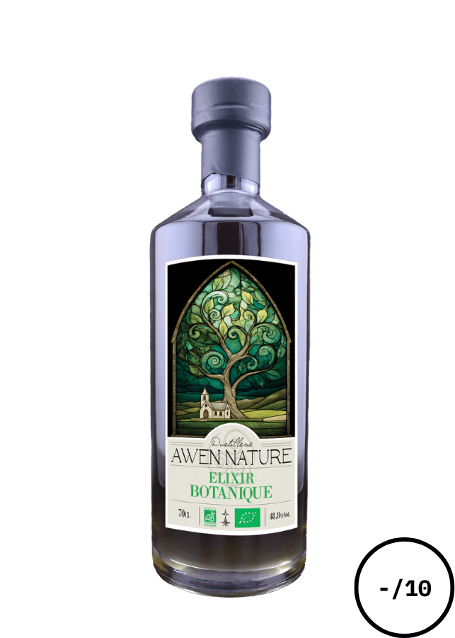 Bouteille Awen Nature Elixir Vert, liqueur artisanale aux plantes, au profil végétal et herbacé.
