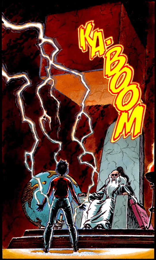 Le fameux éclair récurrent dans les histoires de Captain Marvel.