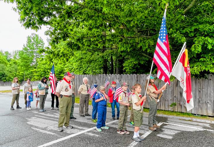 Antrim’s Boy Scouts, Cub Scouts and Girl Scouts line up for the parade.