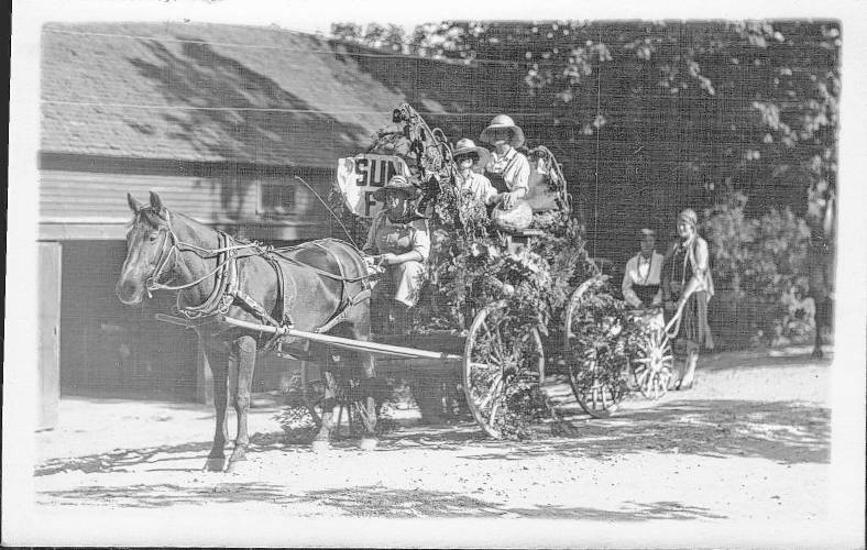 A photo taken in 1927 of a parade during Francestown’s annual Labor Day Celebration.