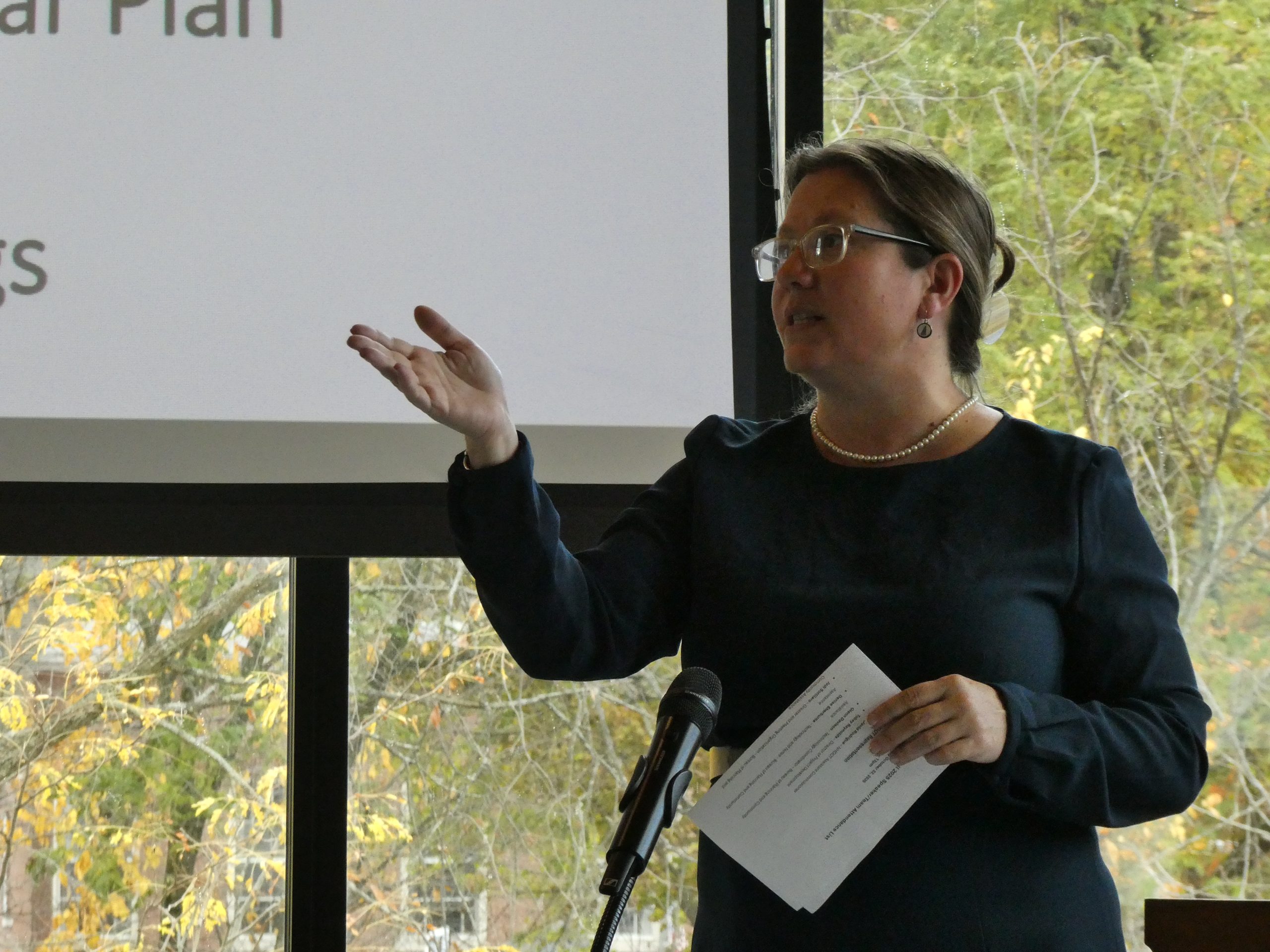 Executive councilor Karen Liot Hill held a public hearing on the state's 10-year transportation plan in Peterborough.