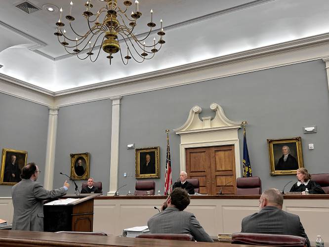 New Hampshire Solicitor General Anthony Galdieri argues before the Supreme Court in a school funding case on November 13, 2024.