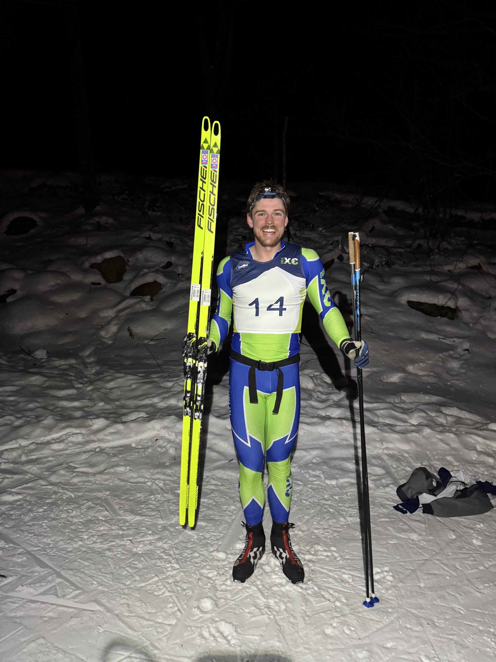 Liam Sullivan of Dublin, winner of the opening contest of the six-race Headlamp Hustle Nordic ski series at Dublin School Thursday, Dec. 18.