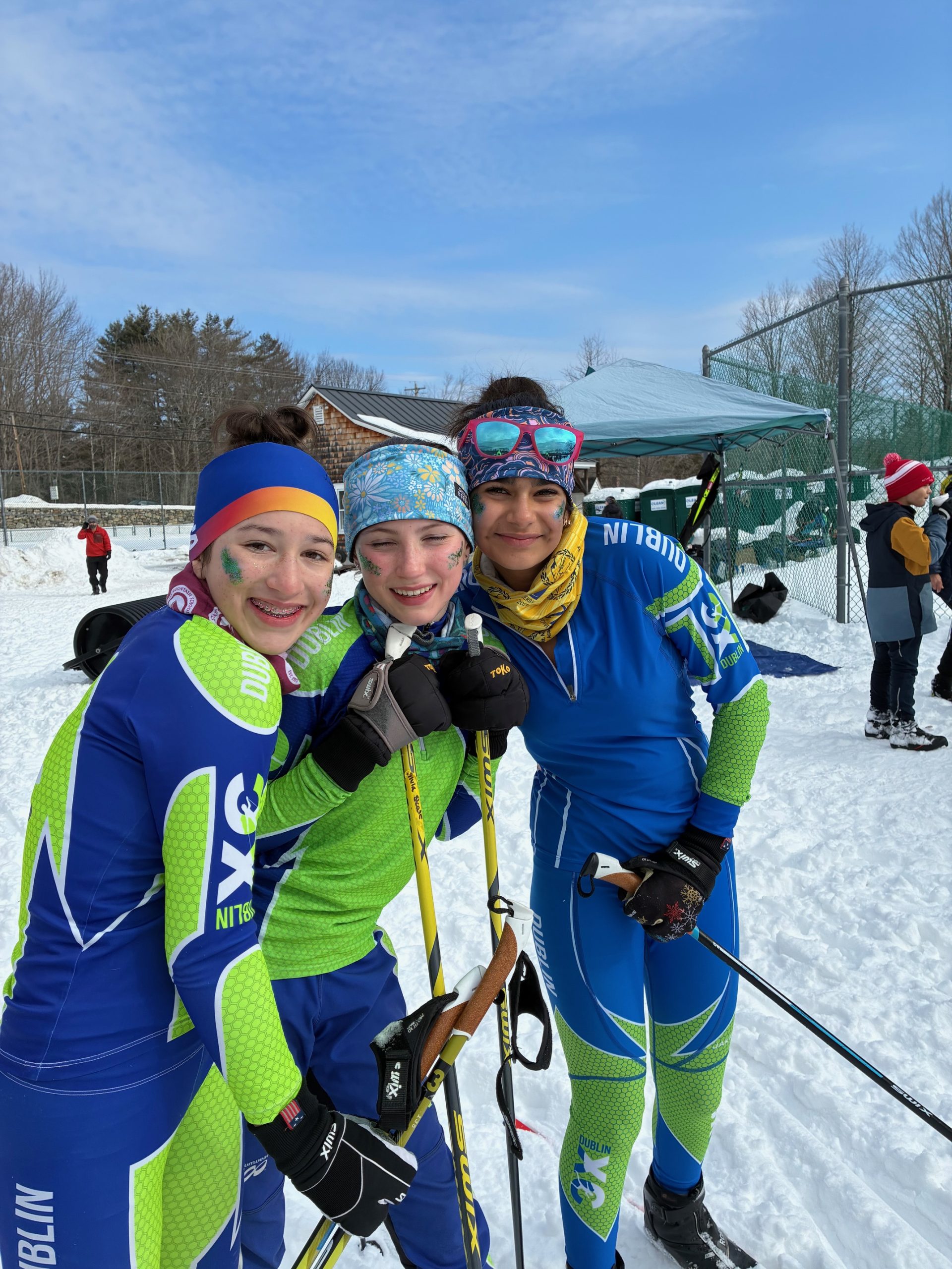 Nordic ski relay team Ariya Bastille, Liesl Calcutt and Sylvia McLaughlin.