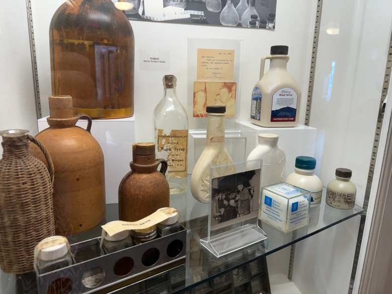 Wooden molds created by Charles Bacon of Jaffrey, creating a shape still used widely in the maple syrup industry. ASHLEY SAARI / Ledger-Transcript