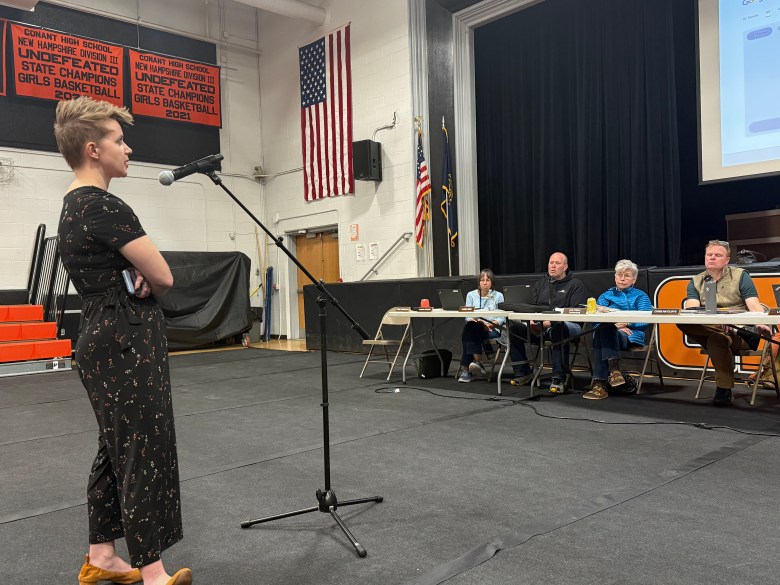 Alicia Stenersen speaks to the School Board during its meeting on Monday.