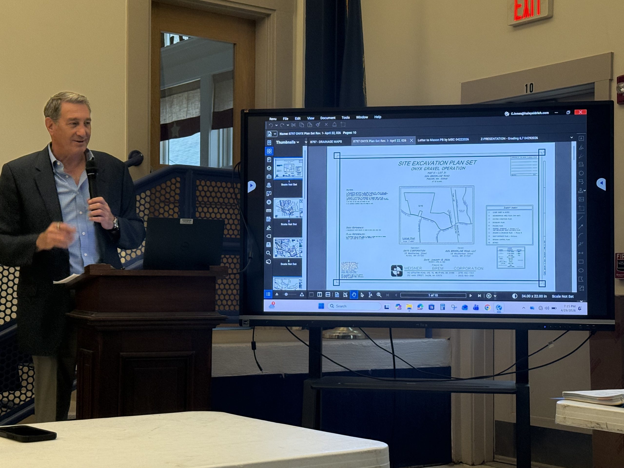 Jeffrey Brem presents updated project plans.