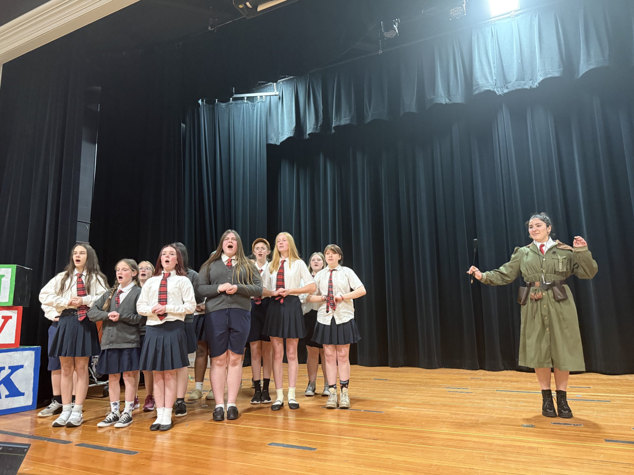 Scarlett Castiglioni as Miss Trunchbull in the Conant Middle High School Drama Club production of "Matilda: The Musical."