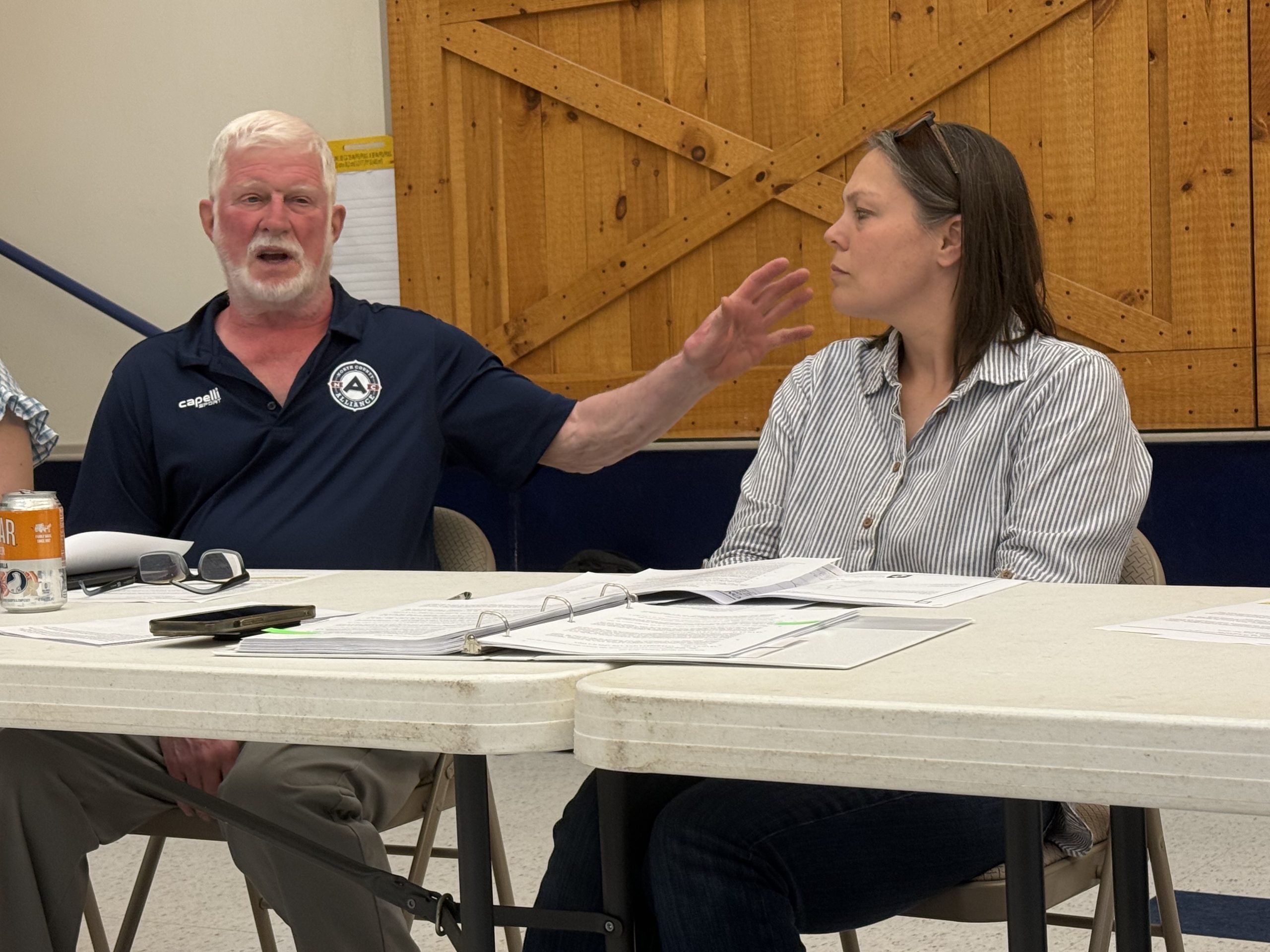 Planning Board Chair Dane Rota and Vice Chair Katie Boots discuss the proposal.