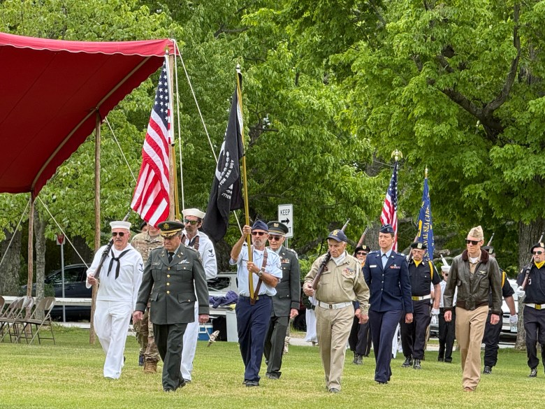 Veterans, led by parade Marshal David Quinn, march in Temple's Memorial Day parade on Sunday. 