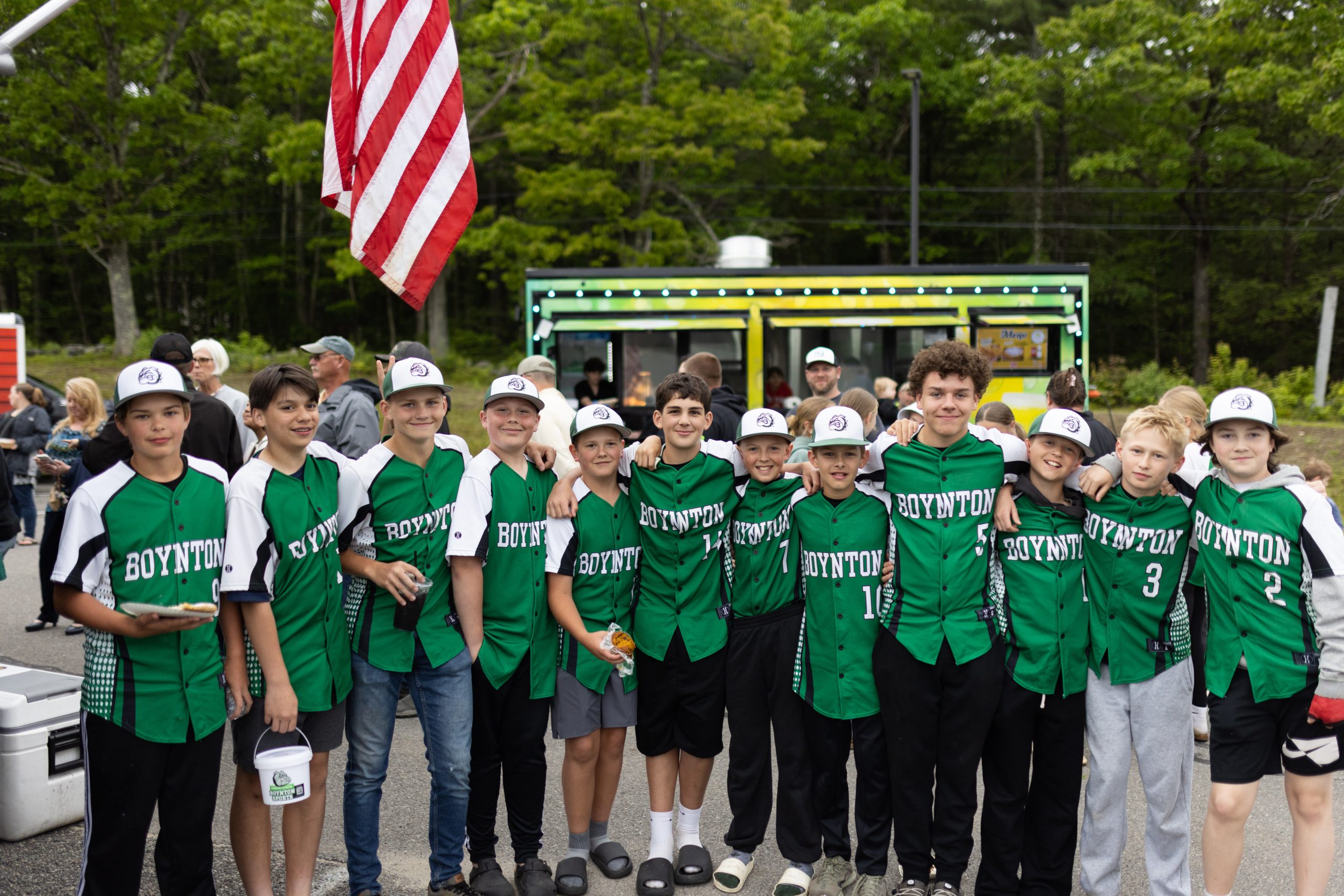 Boynton Baseball and Softball players represented in their uniforms during the Food Truck Night fundraiser in May.