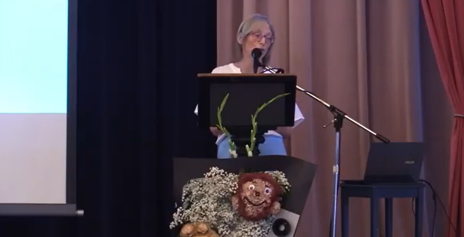 Carol Greenwald presents at the Amos Fortune Forum in Jaffrey on Friday.