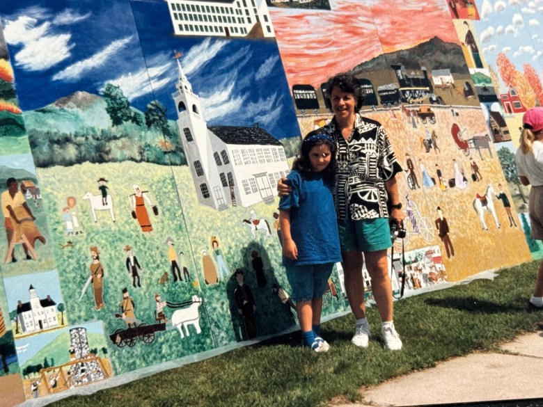 Murals on display in front of the Civic Center in 1992.