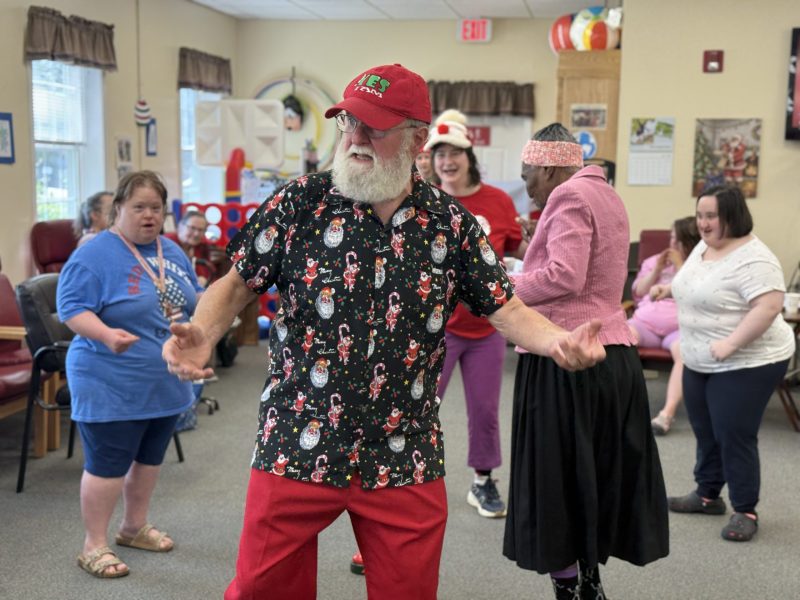 John Stone as Monadnock Santa leads a 30-second dance party.