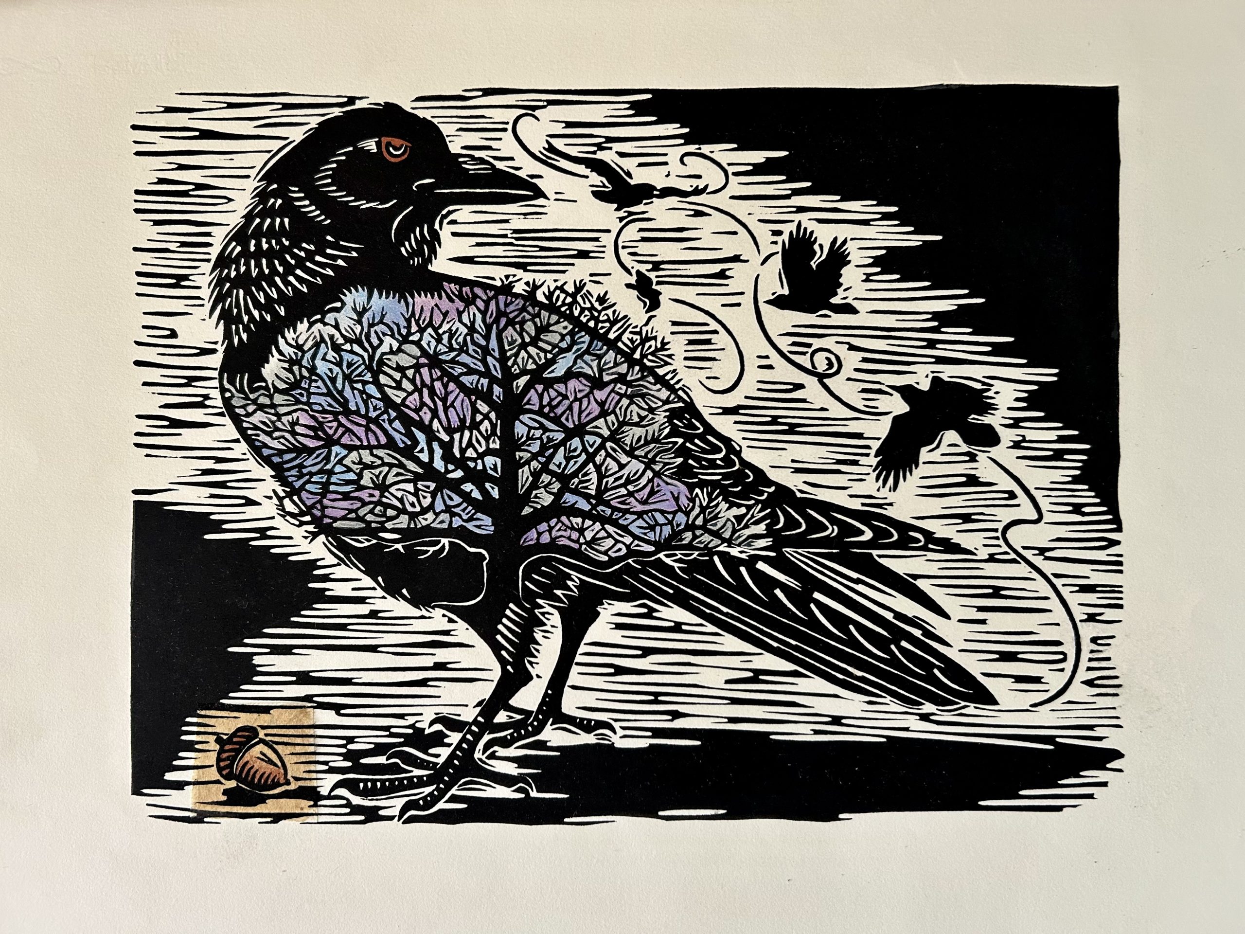 A block print by Kim Cunningham.
