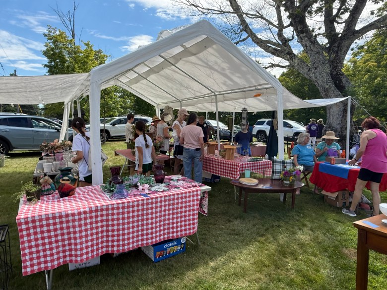 Residents browse the garden center.