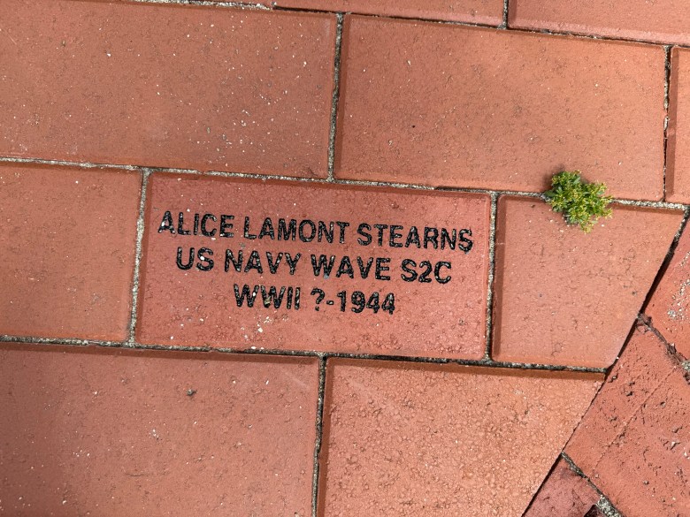 Bricks in Veterans Park in Rindge honoring female veterans. 