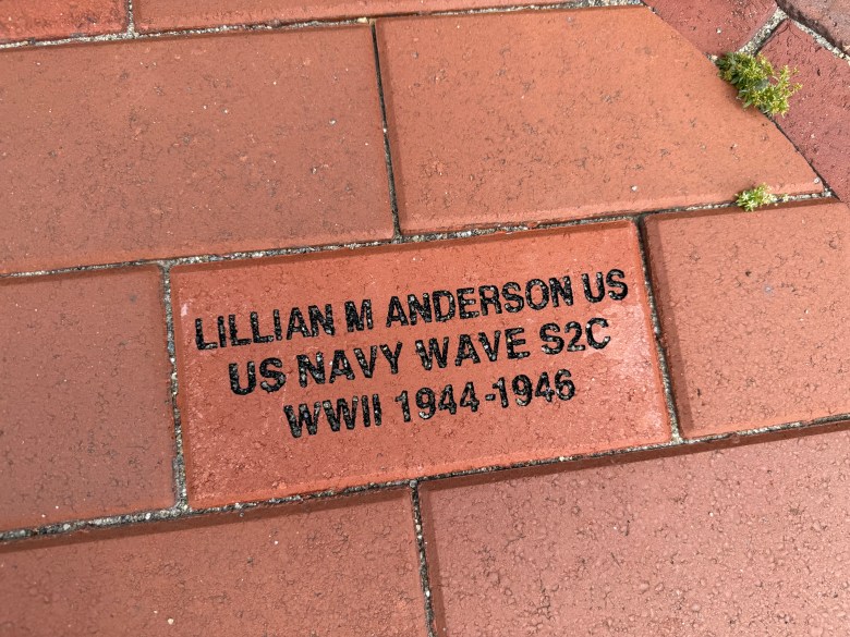Bricks in Veterans Park in Rindge honoring female veterans. 