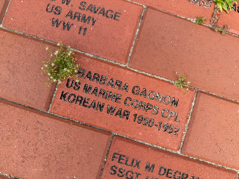 Bricks in Veterans Park in Rindge honoring female veterans. 