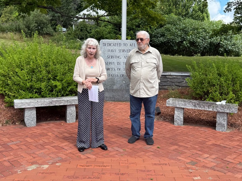 Woman's Club member Pat Martin with Rindge Veterans Association member Jim Leger.