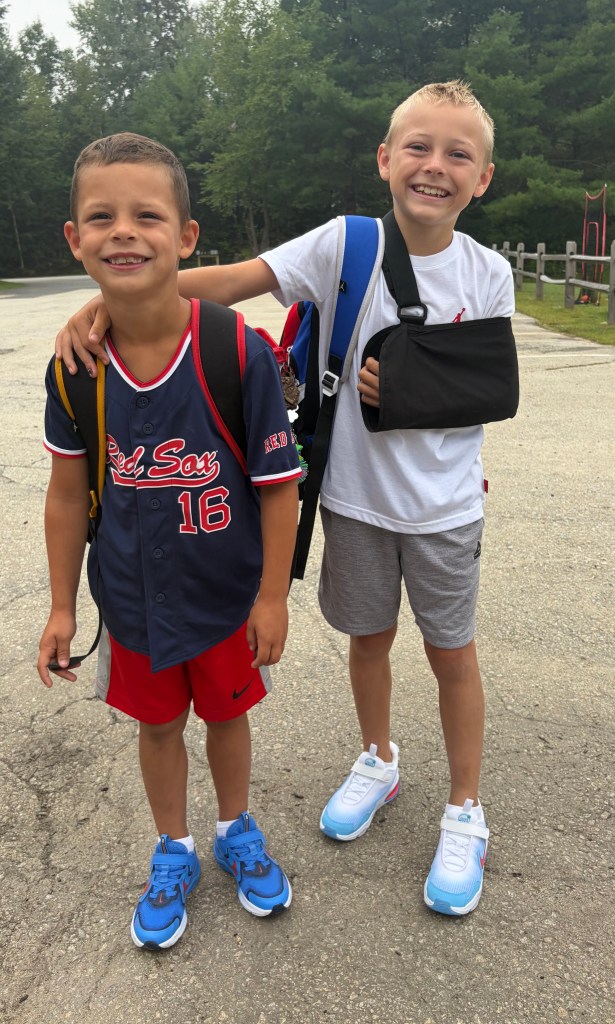 Sawyer Houghtaling, 7, 
and Connor Cullinane, 8, are ready for 2nd and 3rd grade. 