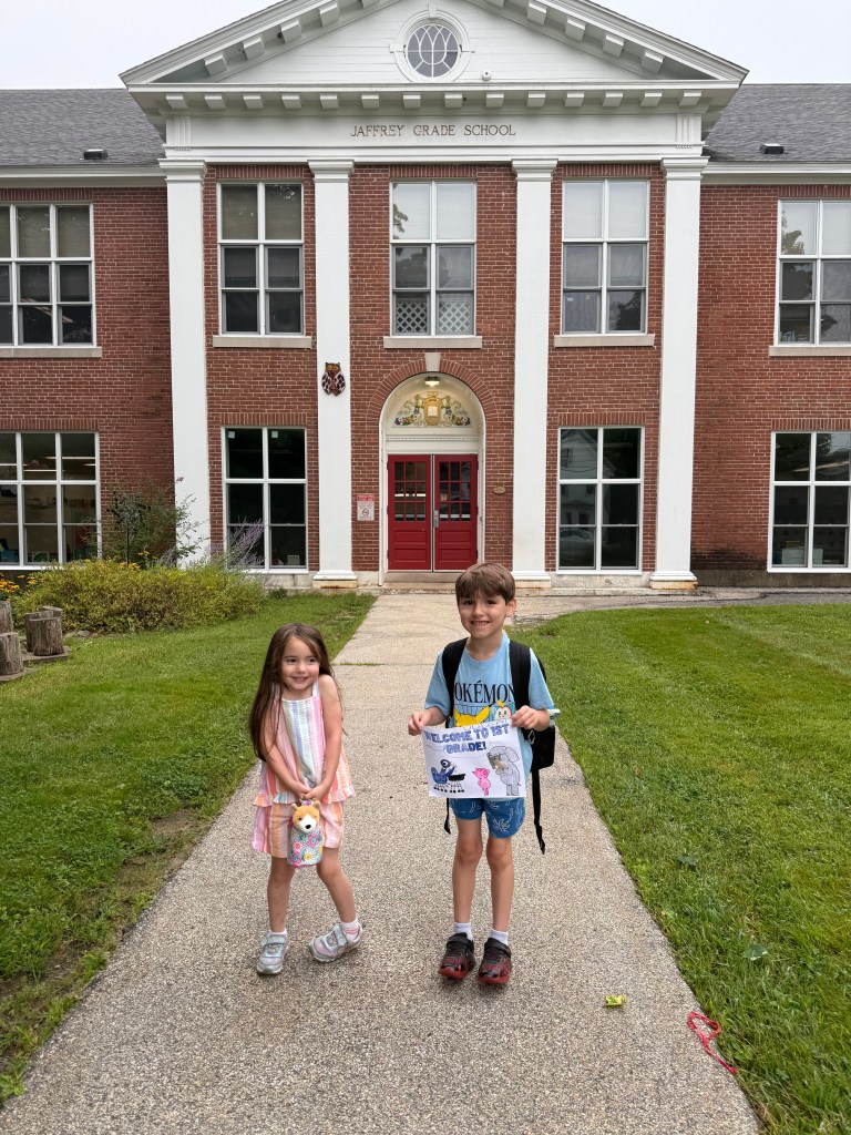 Pre-k learner Ava Comeau, age 4, and 1st grader Liam Comeau, age 6, of Jaffrey.