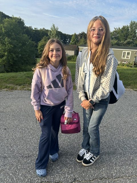 Cousins Mackenzie Girard, going into the 6th grade at Boynton Middle School and
Delilah Kopsala-Paquet, going into 7th grade at Boynton, are ready for their first day on Thursday.