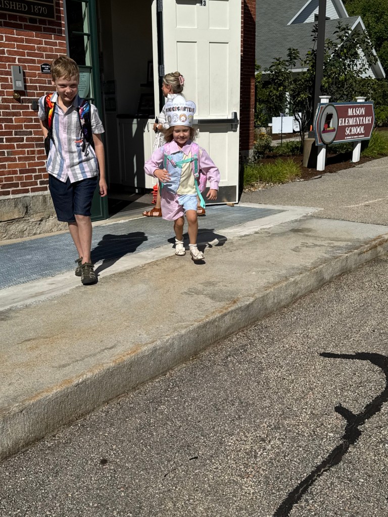 Fourth grader John Suiter and Kindergartener Sasha Suiter on their first day at Mason Elementary School.