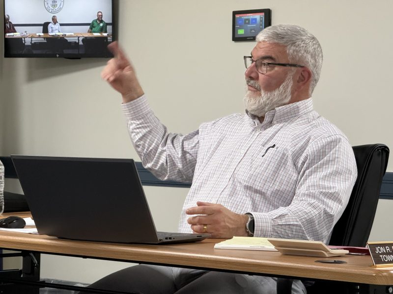 Jaffrey Town Manager Jon Frederick discusses ambulance options with the Select Board.