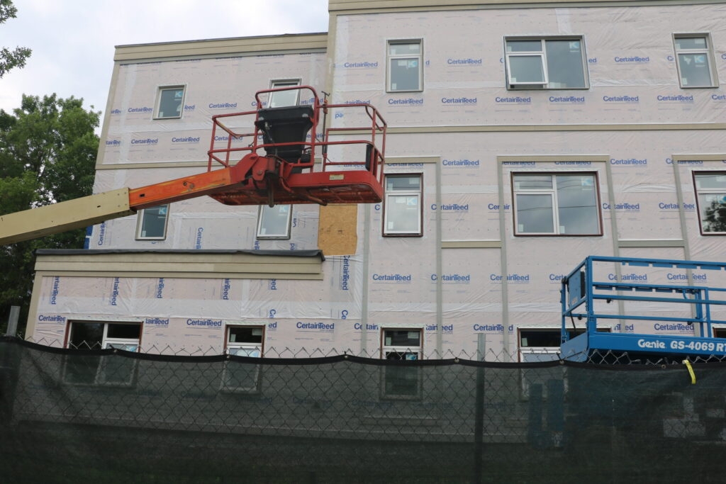 The cost of housing in New Hampshire has continued to climb — and the gap between housing costs and what residents are earning keeps getting wider. Here, affordable housing is under construction in Hanover in July 2021.