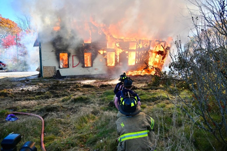 The house was allowed to burn fully at the end of training.