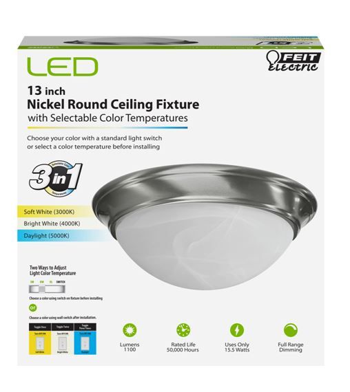 Dome 13inch Nickel Ceiling Fixture Box Packaging