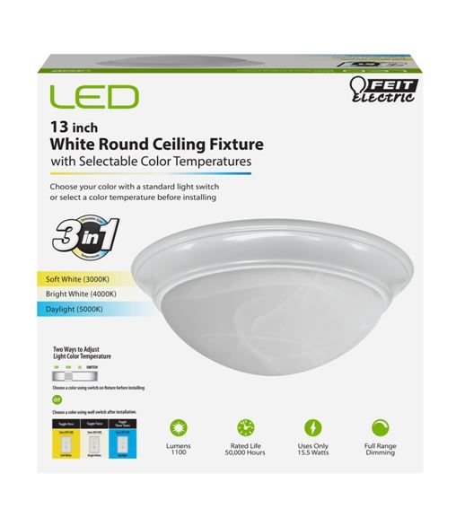 Dome 13inch White Ceiling Fixture Box Packaging