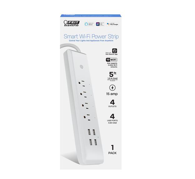 Smart Wi-Fi 4-Plug Power Strip Box Packaging