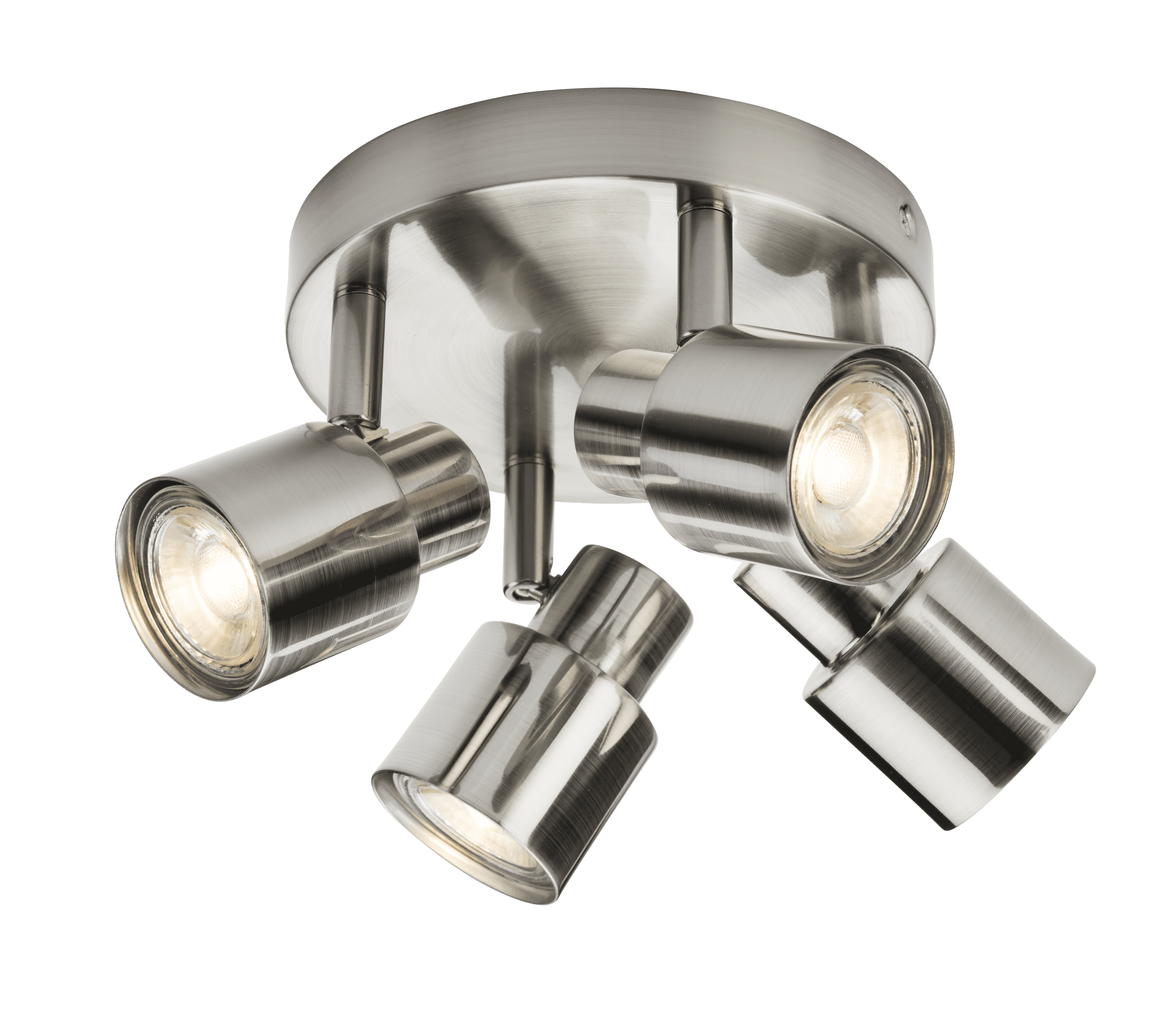 230V GU10 Quad Spotlight Brushed Chrome LED Switchover UK 2023