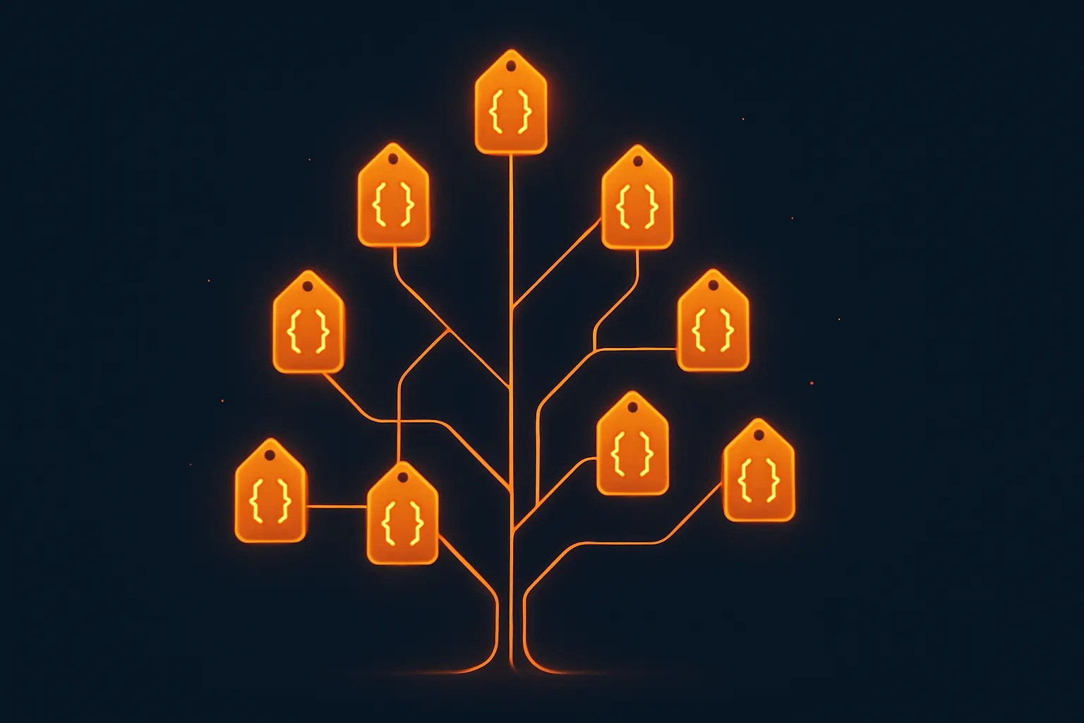 Connected glowing nodes representing structured data markup