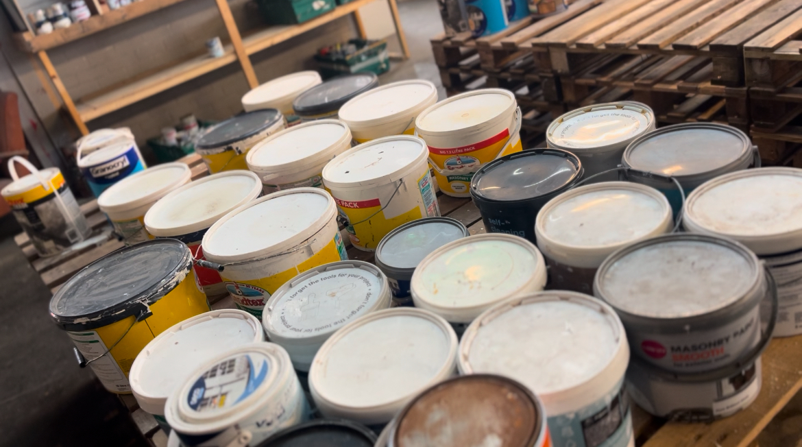 lots of paint drums lined up