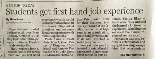 article with the headline Students get first hand job experience.