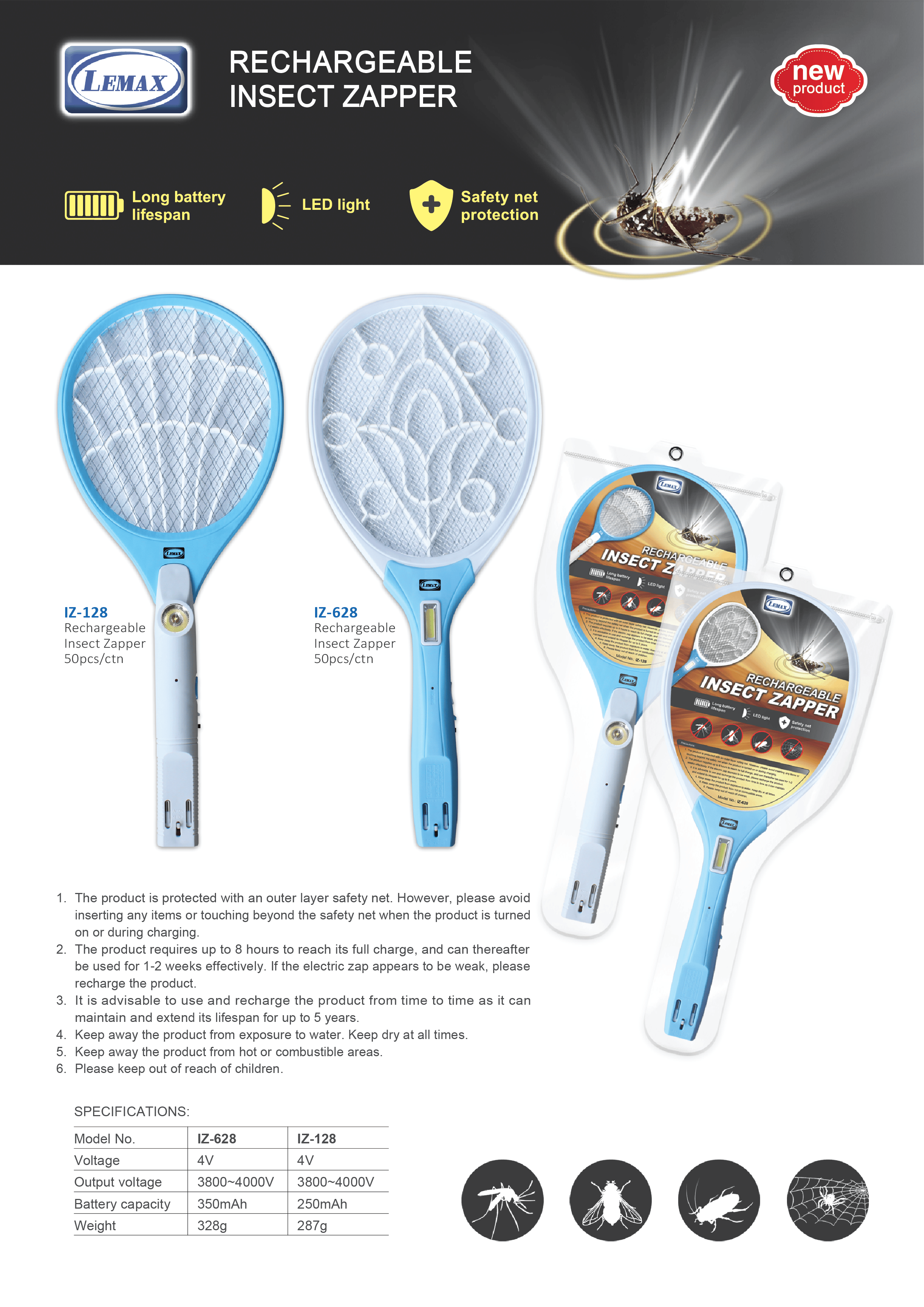 LEMAX Rechargeable Insect Zapper - Lee Hoe Electrical & Trading