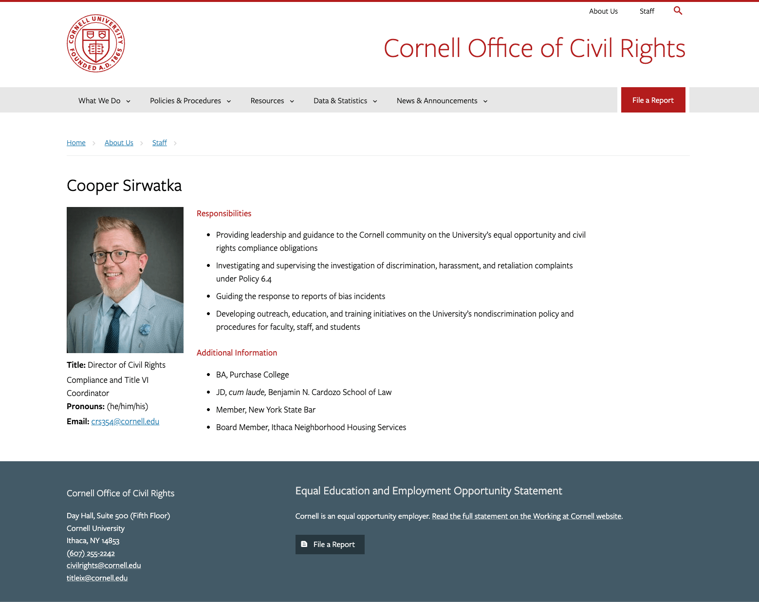 Cornell University Office of Civil Rights - Profile