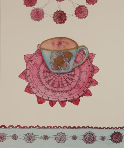 Kattaus kaverille akvarelli ja tussi 45x32 2014