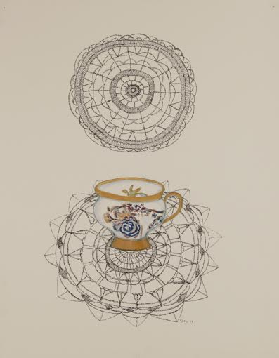 Kattaus äidilleni, akvarelli ja tussi 45x32 2014