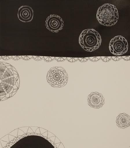 Pitsin kiehtovuus 2, akvarelli ja tussi 45x32 2014